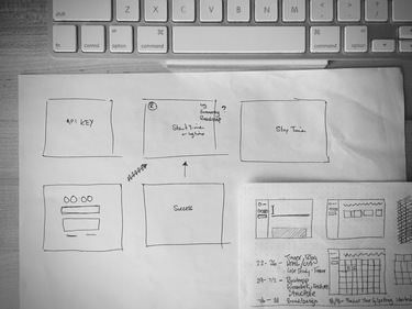 The initial user-flow and sketches for Odometer.