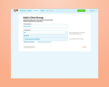 Screenshot of adding a chat group.